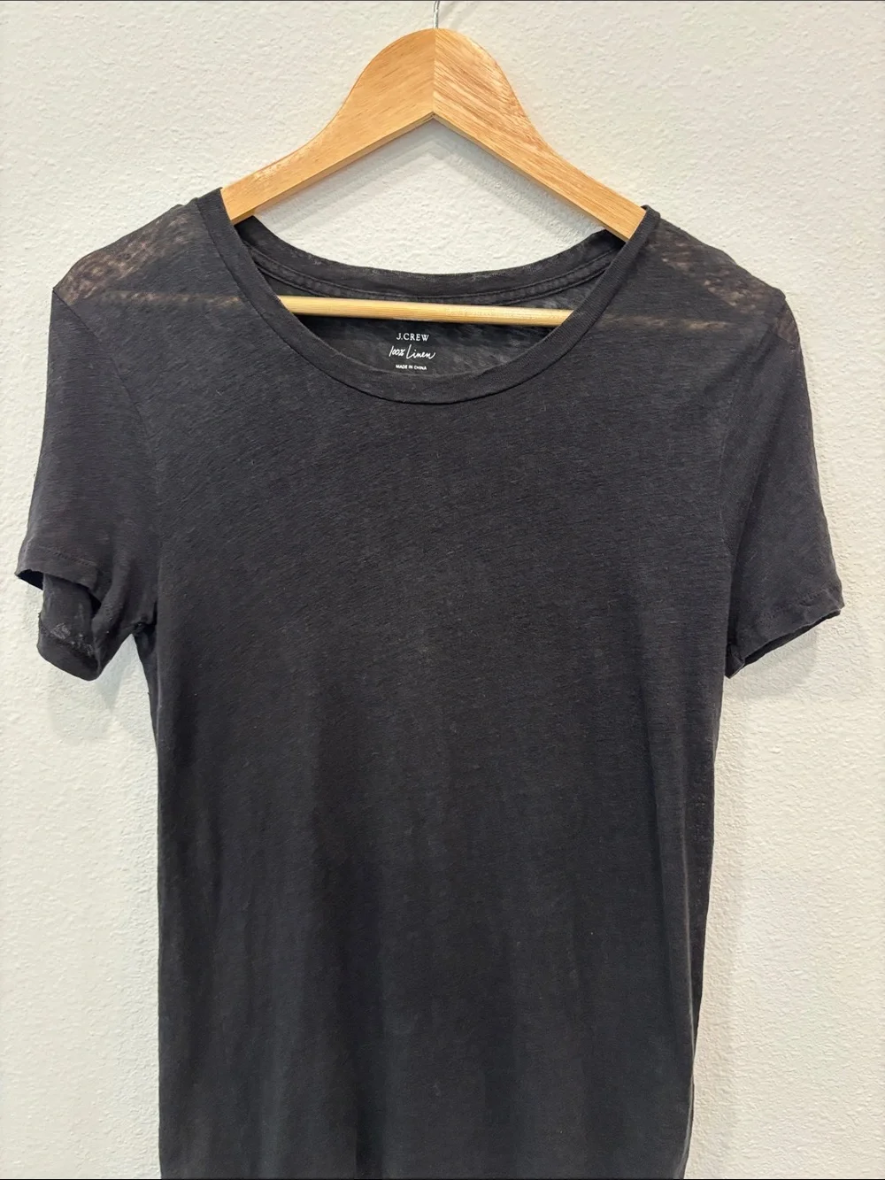 J. Crew Women’s 100% Linen Black Short Sleeve Crewneck Tee Size S